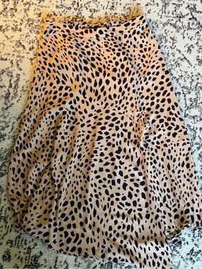 Animal Print Midi Skirt in Beige and Black